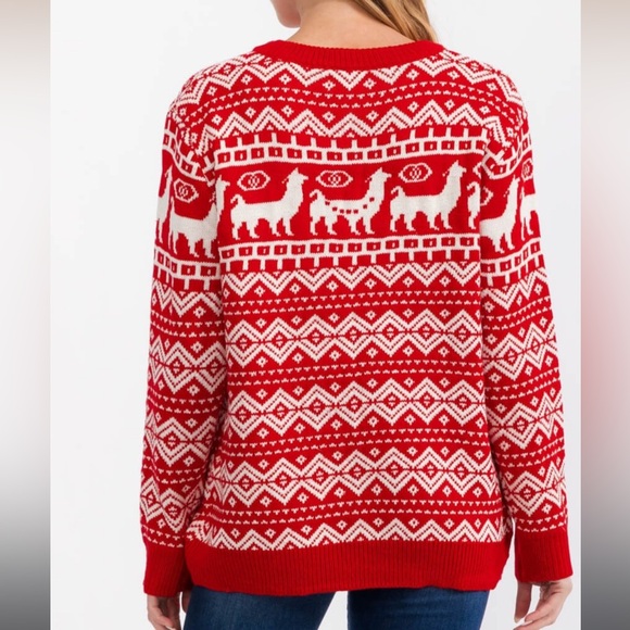 Bibi Holiday Fair Isle Sweater New Red - Picture 5 of 5
